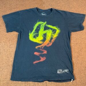 Hostility Graphic T-Shirt Mens Medium Black Neon Smoke Logo Streetwear Tee 2636